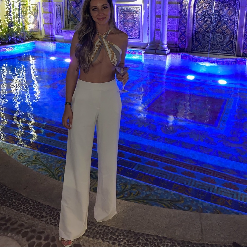 HALSTON HERITAGE cream flowy pants SIZE 4